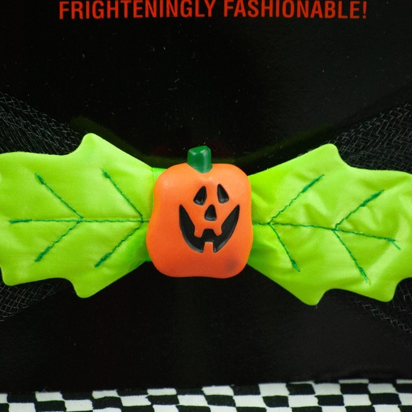 Vintage NWT 90s Hallmark Halloween Pumpkin Boo Bazaar Haunting Hair Bow Barrette - Picture 2 of 4